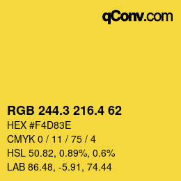 カラーコード: RGB 244.3 216.4 62 | qconv.com
