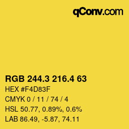 カラーコード: RGB 244.3 216.4 63 | qconv.com