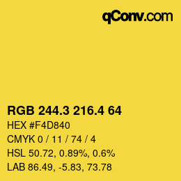 カラーコード: RGB 244.3 216.4 64 | qconv.com