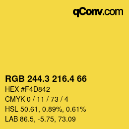 カラーコード: RGB 244.3 216.4 66 | qconv.com