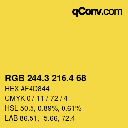 カラーコード: RGB 244.3 216.4 68 | qconv.com