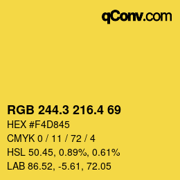 カラーコード: RGB 244.3 216.4 69 | qconv.com
