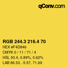 カラーコード: RGB 244.3 216.4 70 | qconv.com