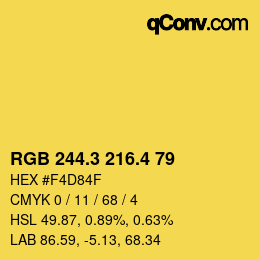 カラーコード: RGB 244.3 216.4 79 | qconv.com