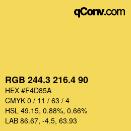 カラーコード: RGB 244.3 216.4 90 | qconv.com