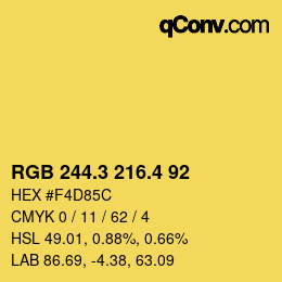 カラーコード: RGB 244.3 216.4 92 | qconv.com