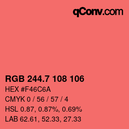 カラーコード: RGB 244.7 108 106 | qconv.com