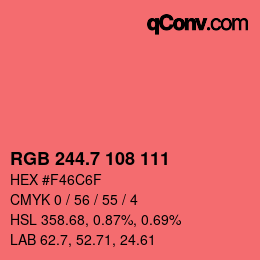 カラーコード: RGB 244.7 108 111 | qconv.com