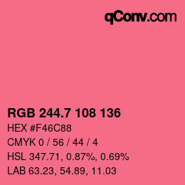 カラーコード: RGB 244.7 108 136 | qconv.com