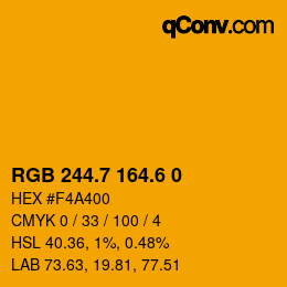 カラーコード: RGB 244.7 164.6 0 | qconv.com