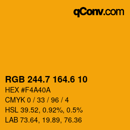 カラーコード: RGB 244.7 164.6 10 | qconv.com