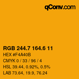 カラーコード: RGB 244.7 164.6 11 | qconv.com