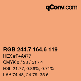 カラーコード: RGB 244.7 164.6 119 | qconv.com