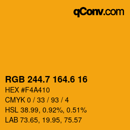 カラーコード: RGB 244.7 164.6 16 | qconv.com