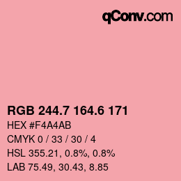 カラーコード: RGB 244.7 164.6 171 | qconv.com
