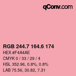 カラーコード: RGB 244.7 164.6 174 | qconv.com