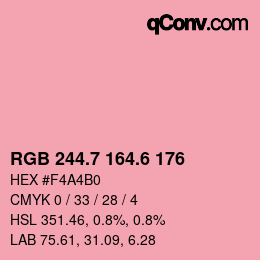 カラーコード: RGB 244.7 164.6 176 | qconv.com