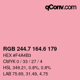 カラーコード: RGB 244.7 164.6 179 | qconv.com
