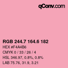 カラーコード: RGB 244.7 164.6 182 | qconv.com