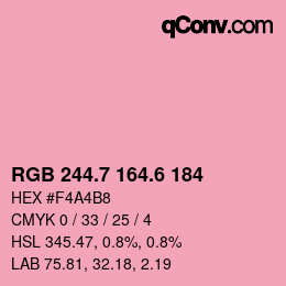 カラーコード: RGB 244.7 164.6 184 | qconv.com