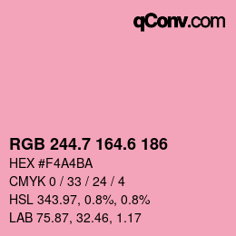 カラーコード: RGB 244.7 164.6 186 | qconv.com