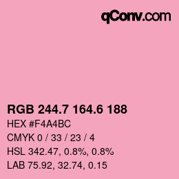 カラーコード: RGB 244.7 164.6 188 | qconv.com