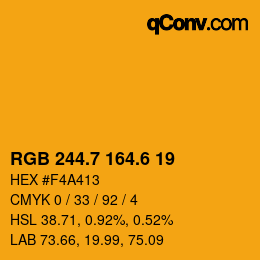カラーコード: RGB 244.7 164.6 19 | qconv.com