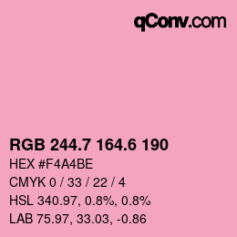 カラーコード: RGB 244.7 164.6 190 | qconv.com