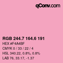 カラーコード: RGB 244.7 164.6 191 | qconv.com