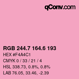 カラーコード: RGB 244.7 164.6 193 | qconv.com