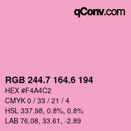 カラーコード: RGB 244.7 164.6 194 | qconv.com