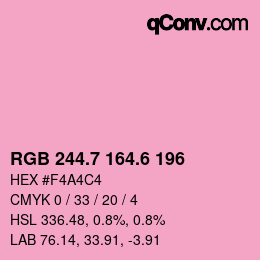 カラーコード: RGB 244.7 164.6 196 | qconv.com