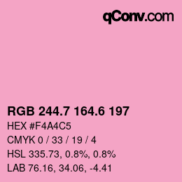 カラーコード: RGB 244.7 164.6 197 | qconv.com