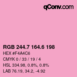 カラーコード: RGB 244.7 164.6 198 | qconv.com