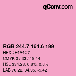 カラーコード: RGB 244.7 164.6 199 | qconv.com