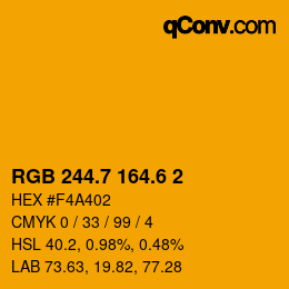 カラーコード: RGB 244.7 164.6 2 | qconv.com