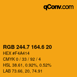 カラーコード: RGB 244.7 164.6 20 | qconv.com