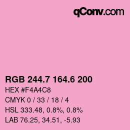 カラーコード: RGB 244.7 164.6 200 | qconv.com