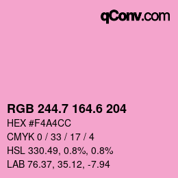 カラーコード: RGB 244.7 164.6 204 | qconv.com