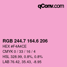 カラーコード: RGB 244.7 164.6 206 | qconv.com