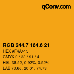 カラーコード: RGB 244.7 164.6 21 | qconv.com