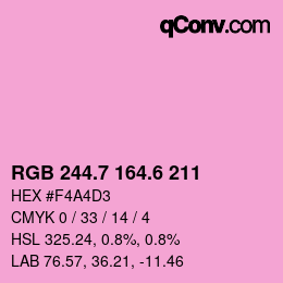 カラーコード: RGB 244.7 164.6 211 | qconv.com