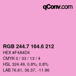 カラーコード: RGB 244.7 164.6 212 | qconv.com