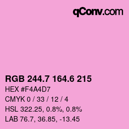 カラーコード: RGB 244.7 164.6 215 | qconv.com