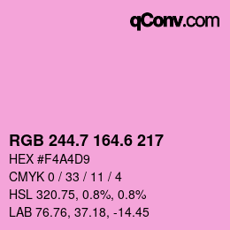 カラーコード: RGB 244.7 164.6 217 | qconv.com
