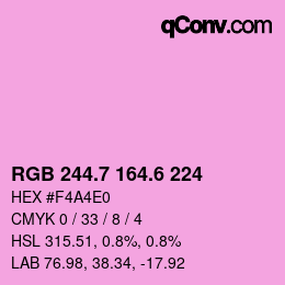 カラーコード: RGB 244.7 164.6 224 | qconv.com