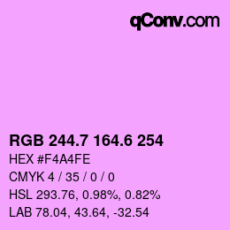 カラーコード: RGB 244.7 164.6 254 | qconv.com
