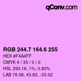 カラーコード: RGB 244.7 164.6 255 | qconv.com