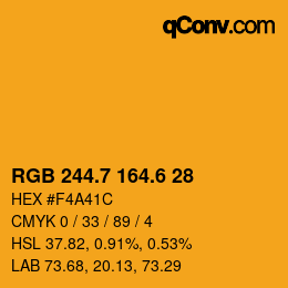 カラーコード: RGB 244.7 164.6 28 | qconv.com