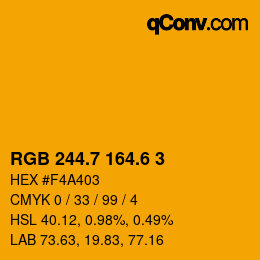 カラーコード: RGB 244.7 164.6 3 | qconv.com